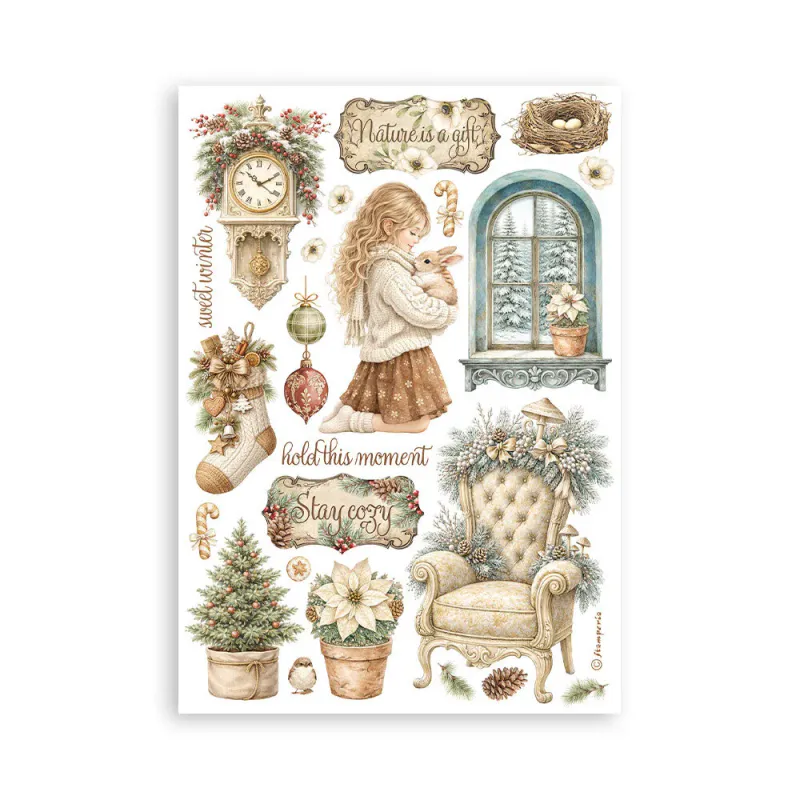 Stamperia – White Christmas A5 Washi Pad av Cristina Radovan (8 ark)