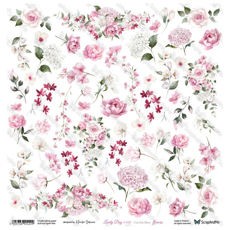 ScrapAndMe – Lovely Day IN PINK Flowers – Klippeark 30x30