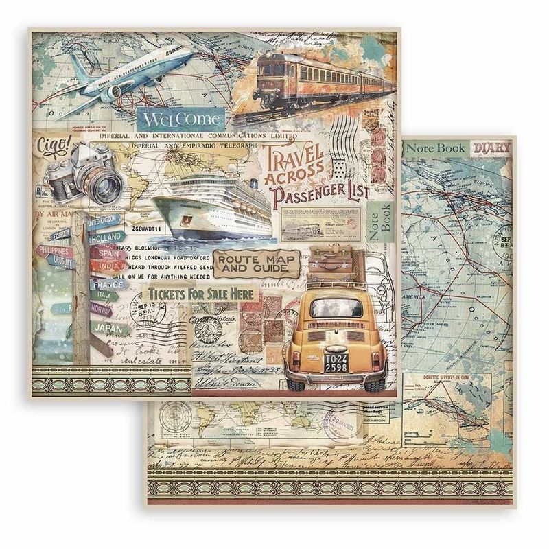 Stamperia Art Of Traveling Double Face 8x8