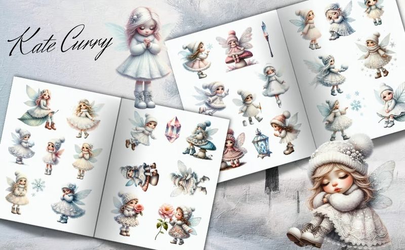 Beautiful Winter Fairies Ephemera Book – Poortoast / Kate Curry