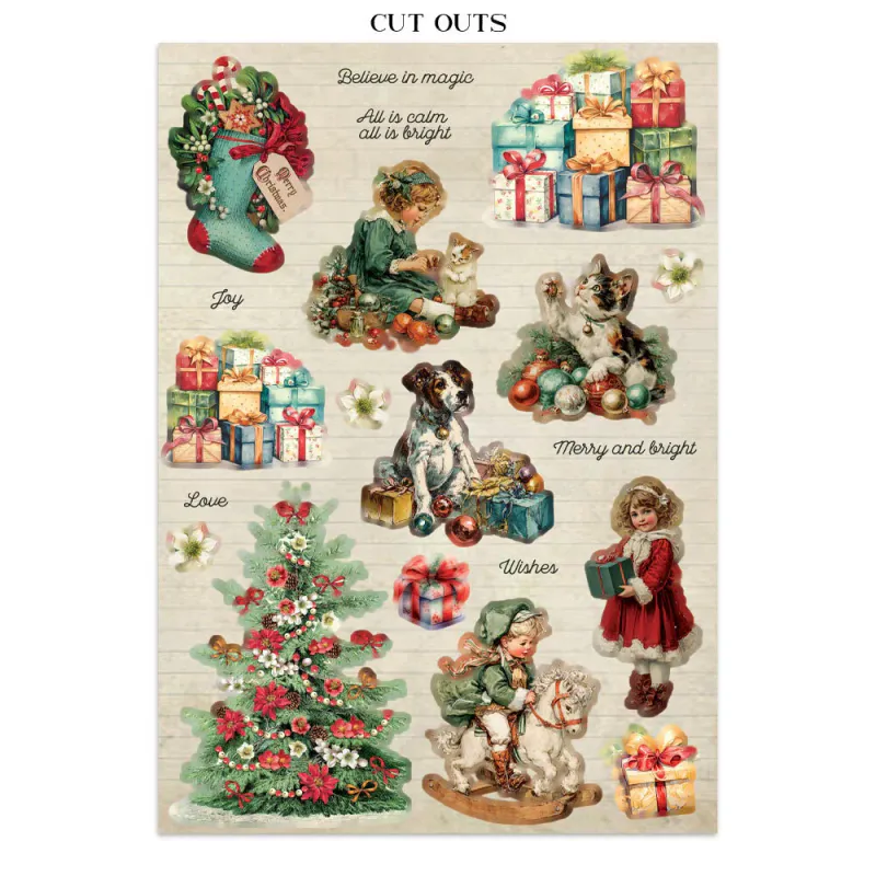 Stamperia – Classic Christmas Junk Journal – Stickers, Backgrounds & Cut Outs
