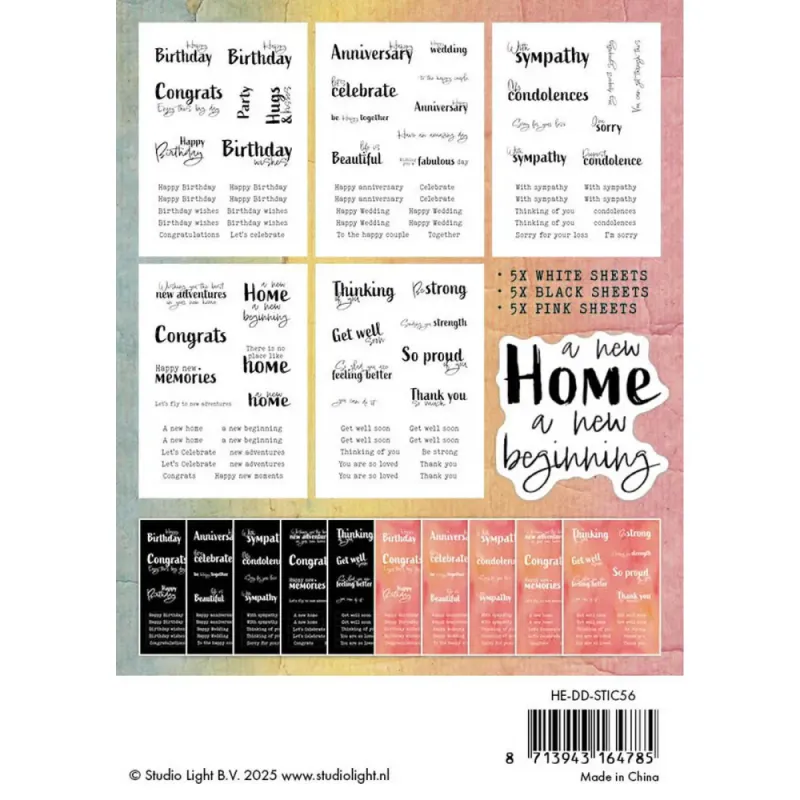 Studio Light – Hazel Eaton Sticker Paper Pad “Sentiments – Dragonfly Dreams” (A6, 20 ark)