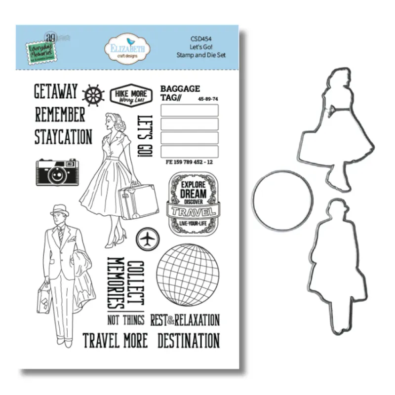 Elizabeth Craft Designs – Rest & Relaxation Stempel- og Die-sett – Let's Go!