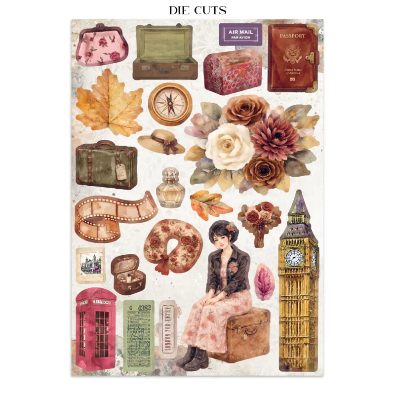 Stamperia – Our Way Junk Journal – Stickers, Backgrounds & Cut Outs