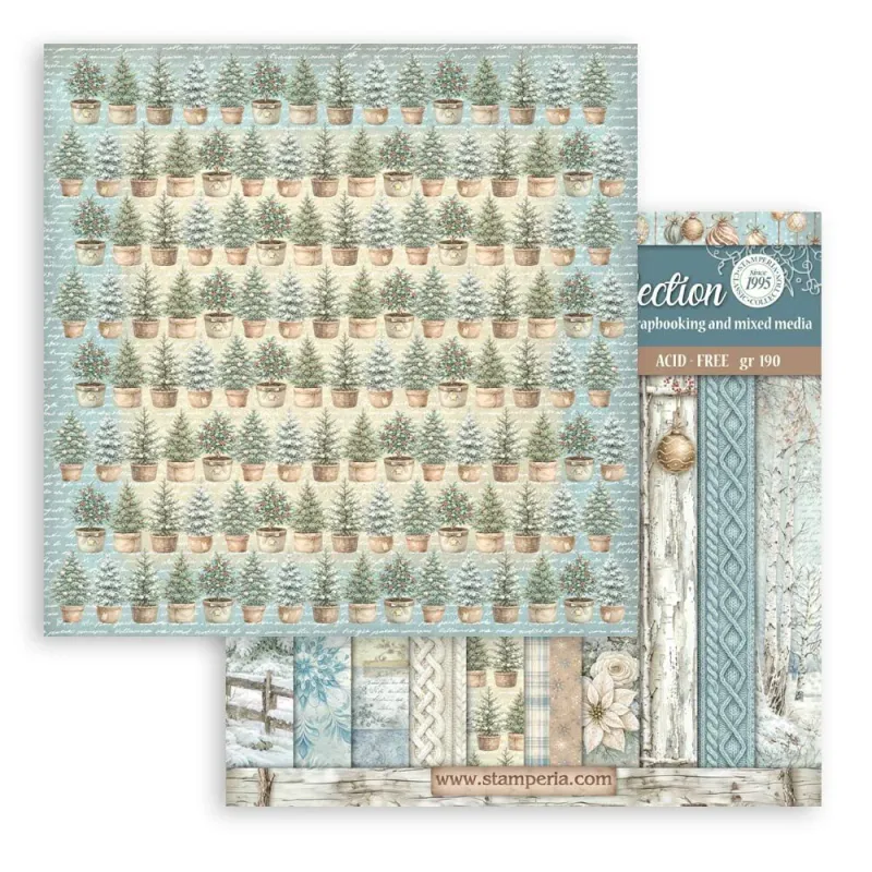 Stamperia White Christmas Backgrounds Selection Paper Pad 8 × 8