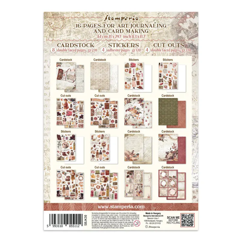 Stamperia – Our Way Junk Journal – Stickers, Backgrounds & Cut Outs