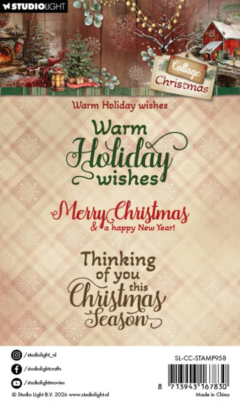 Studio Light Cottage Christmas Warm Holiday Wishes Clear Stamps (SL-CC-STAMP958)