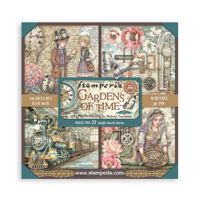 Hovedbilde Stamperia – Gardens of Time 8x8